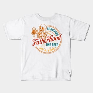 Retro Surviving Fatherhood One Beer At A Time, Father's Day, Funny Dad Kids T-Shirt